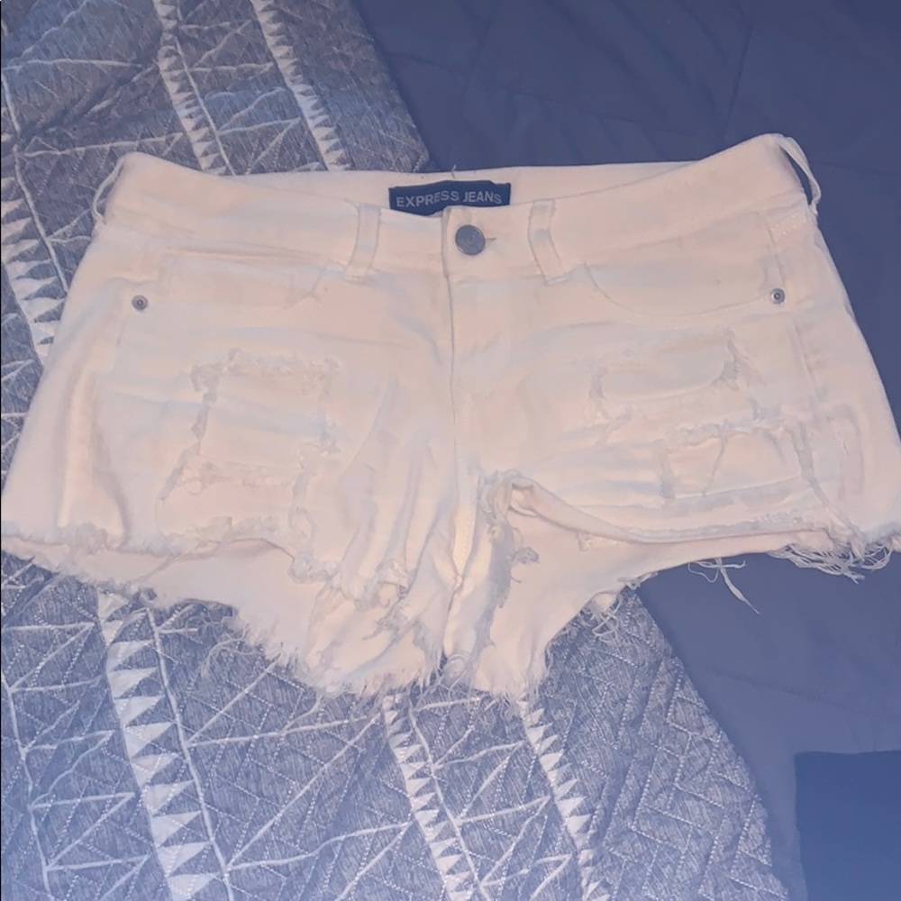 Express white denim shorts